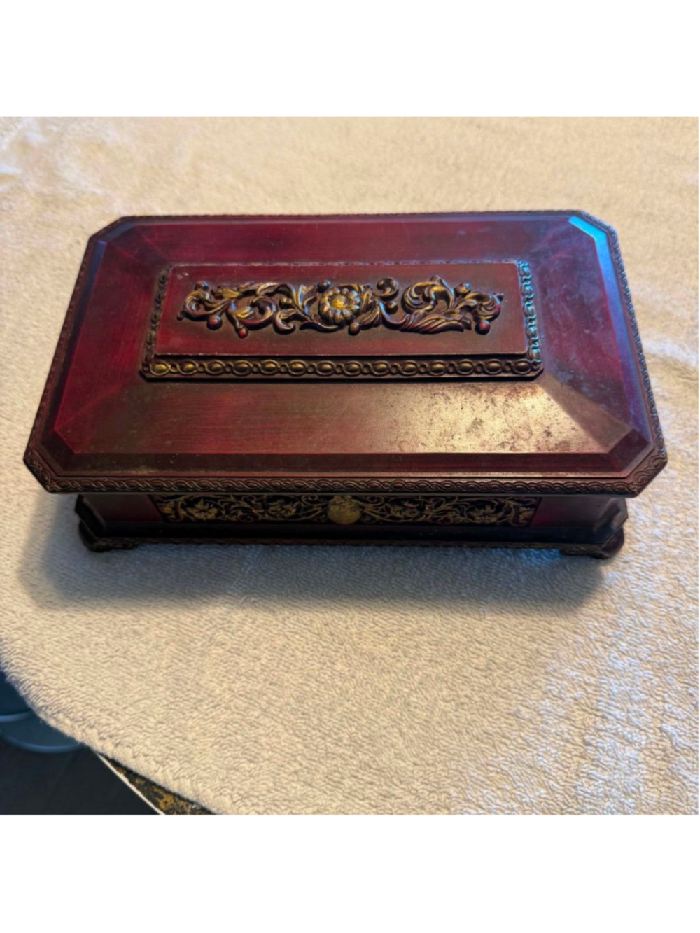 Red & Gold Ornate Jewelry Organizer Box